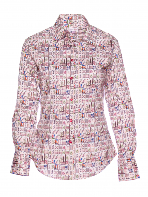 Women's fitted shirt with Mahjong print