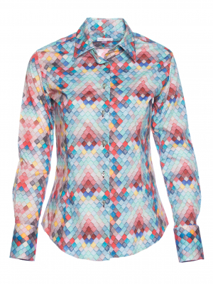 Women's fitted shirt with tile print