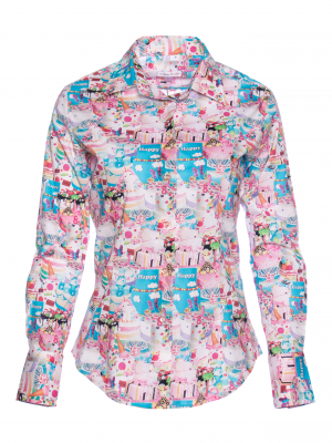 Women's fitted shirt with cake print