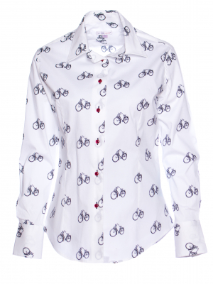 Women's fitted shirt with bicycle print