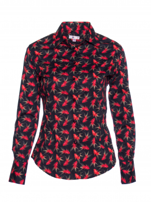 Women's fitted shirt with koifish print