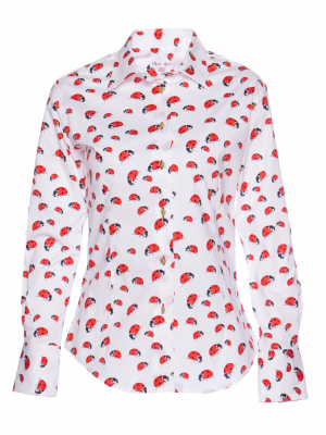 Women's fitted shirt with ladybird print