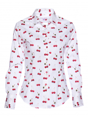 Women's fitted shirt with cherry print