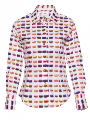 Women's fitted shirt with macaroon print
