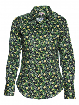 Women's fitted shirt with lemon tree print