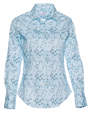 Women's fitted shirt with swimming pool print
