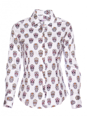 Women's fitted shirt with Mexican skull print