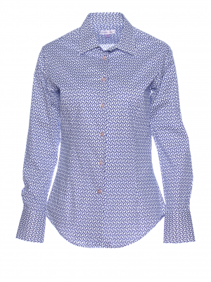 Women's fitted shirt with dot and wave print