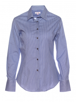 Women's fitted shirt with blue geometrical print
