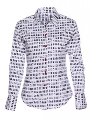 Women's fitted shirt with battery print