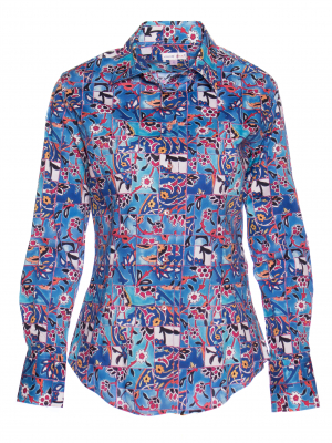 Women's fitted shirt with azulejos print
