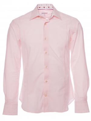 Men's pink poplin fitted shirt with wine glass inner lining print
