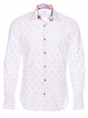 Men's flamingo fil coupé fitted shirt with japanese flower inner lining print