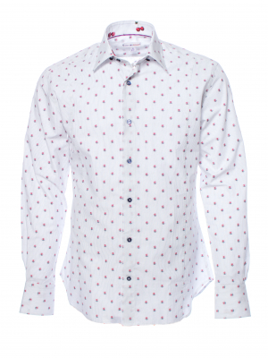 Men's rose fil coupé fitted shirt with cherry inner lining print
