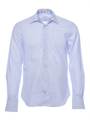 Men's regular shirt with blue stripes and periodic table inner lining print