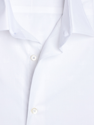 Men's white jacquard regular shirt with butterfly pattern
