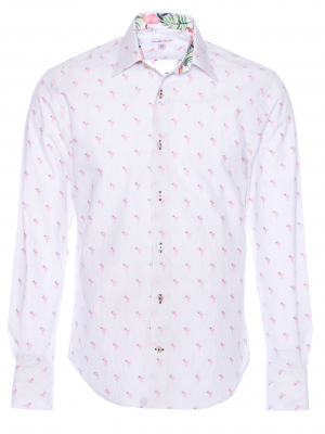 Men's flamingo fil coupé regular fit shirt with tropical fauna inner lining print
