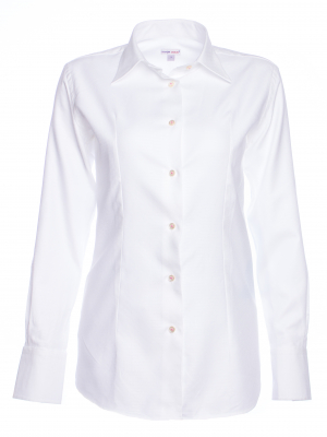 Women's white jacquard fitted shirt with chevron pattern
