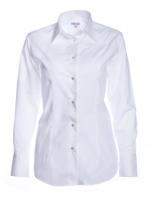 Women's white jacquard fitted shirt with butterfly pattern