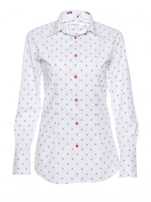 Women's rose fil coupé fitted shirt with cherry inner lining print