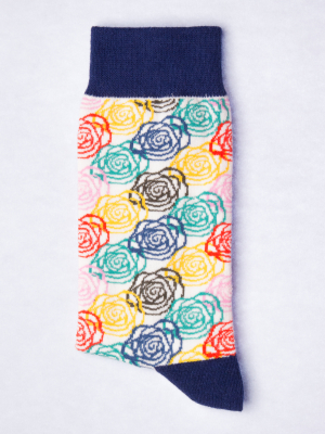 Chaussettes à motifs roses multicolores