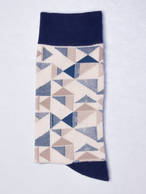 Chaussettes à motifs triangles bleus