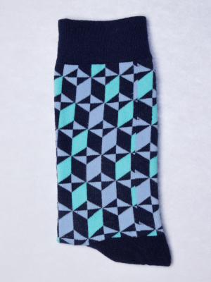 Chaussettes à motifs formes géométriques bleues