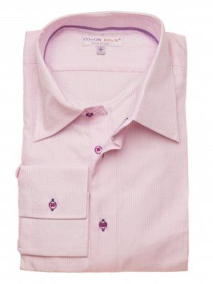 Men's slim fit white shirt with pink stripes