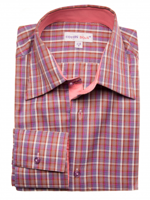 Men's regular fit shirt with multicolored checkered print