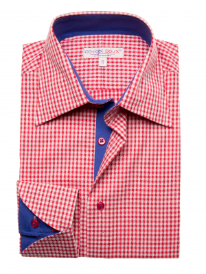 Men's red jacquard regular fit shirt
