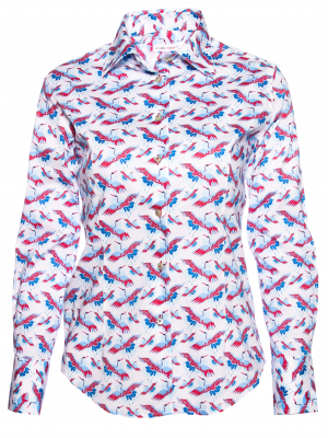 Women's fitted shirt with crane print