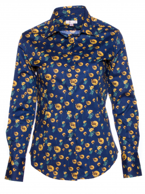 Women's fitted shirt with yellow flower print