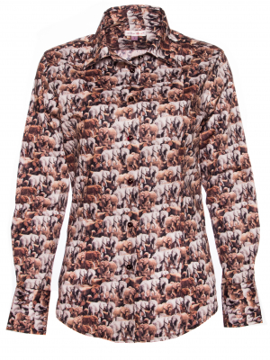 Women's fitted shirt with elephant print