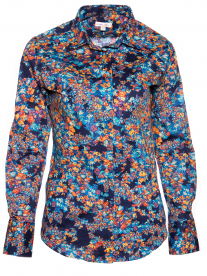 Women's fitted shirt with leaf print