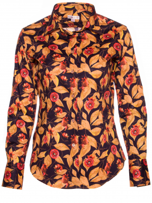 Women's fitted shirt with pomegranate print