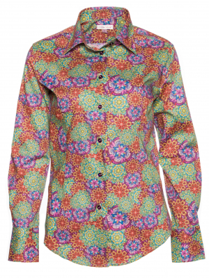 Women's fitted shirt with mandala print