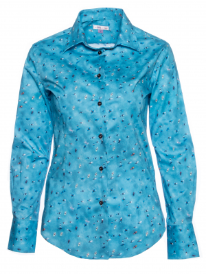 Women's fitted shirt with sea print