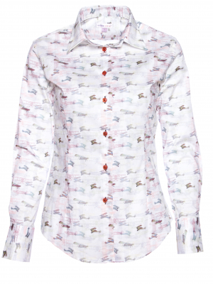 Women's fitted shirt with airplane print