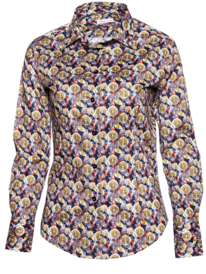 Women's fitted shirt with citrus print