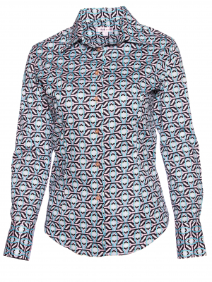 Women's fitted shirt with modern zellige print