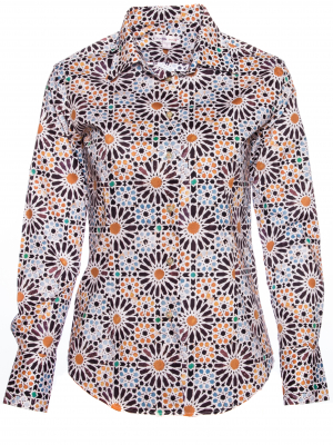 Women's fitted shirt with traditional zellige print