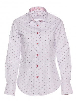 Women's wine glasses fil coupé fitted shirt with love inner lining print