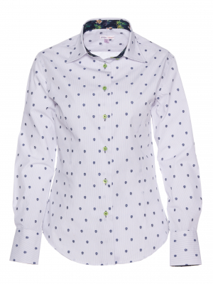 Women's navy skull fil coupé fitted shirt with wild flower inner lining print