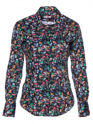 Women's fitted shirt with photographic film print