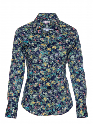 Women's fitted shirt with chameleon print