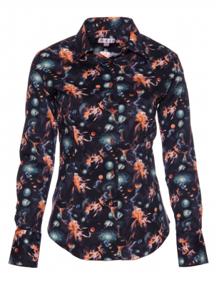 Women's fitted shirt with space print
