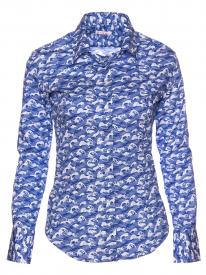 Women's fitted shirt with wave print