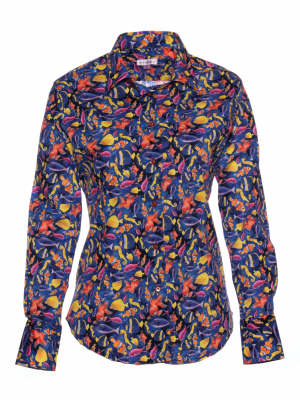Women's fitted shirt with marine wildlife print