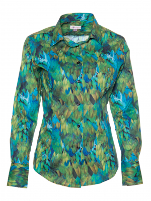 Women's fitted shirt with feather print