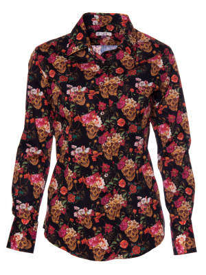 Women's fitted shirt with vanity and flower print